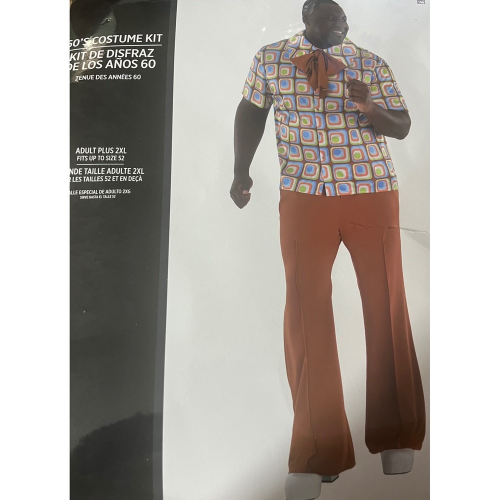 Unbranded 60s Costume Kit Men Plus 2XL Multi New Retro Shirt Pants Tie 3pc